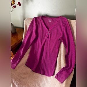 Hot darker pink long john material 3 button long sleeve shirt